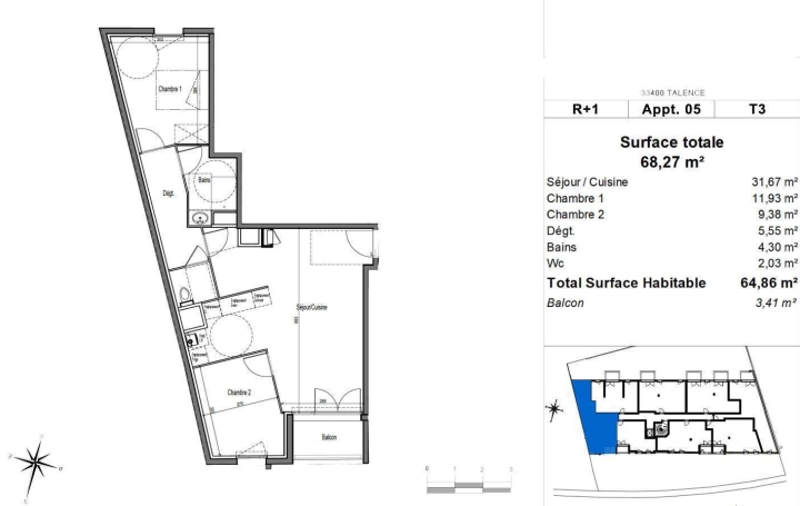 Annonces PESSAC : Appartement | TALENCE (33400) | 65 m2 | 339 000 € 